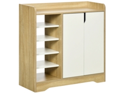 Zapatero, capacidad para hasta 13 pares, 80 cm (alto) x 30 cm (profundidad) x 80 cm (ancho), madera melaminada, 5 estantes abiertos, sistema antivuelco.