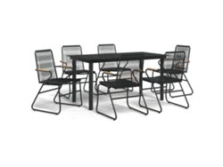 Juego de comedor de jardín de PVC y mimbre negro de 7 piezas EXCLUSIVO DE MAISON