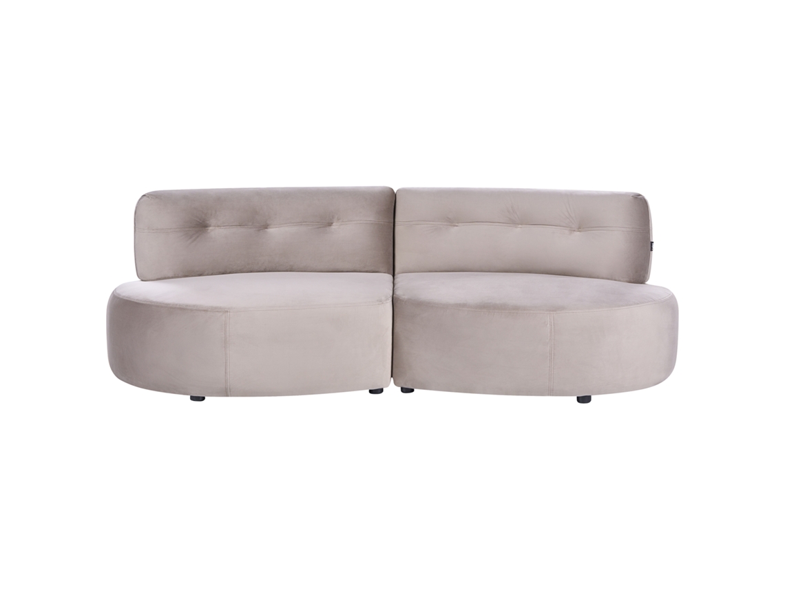 Sofá De 3 Lugares Beliani Laerdal De Veludo Creme 210x105x68