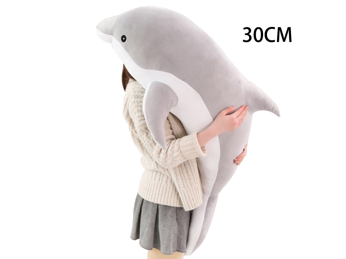 Ats-juguete De Peluche Delfín Grande Bonito Almohada Multifuncional Confortable Portátil Para Hogar Oficina Gris 30cm