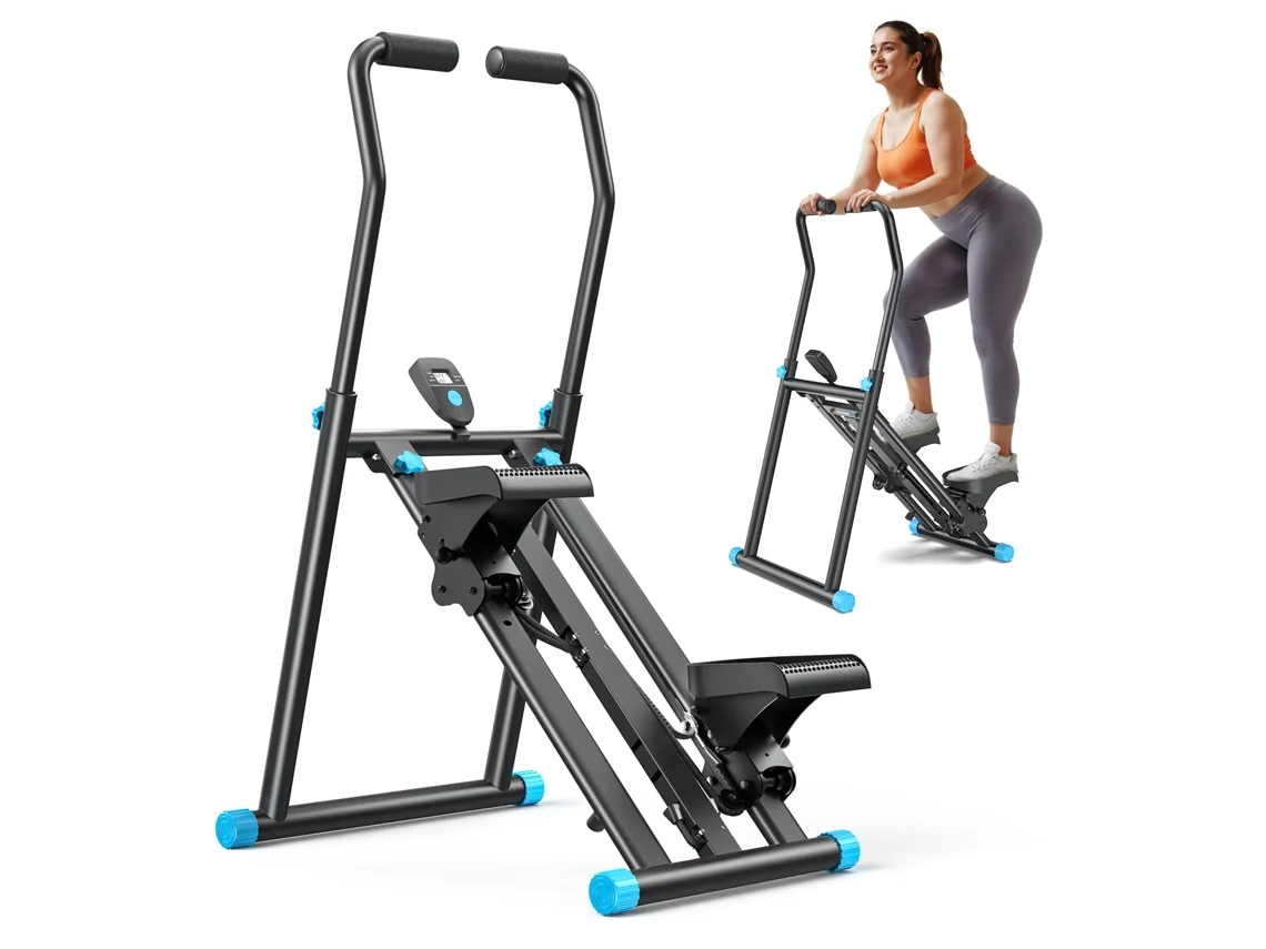 Stepper vertical MERACH, LCD, 3 niveles de resistencia ajustables, altura ajustable, plegable, estable, para uso doméstico, máx 150 kg, negro