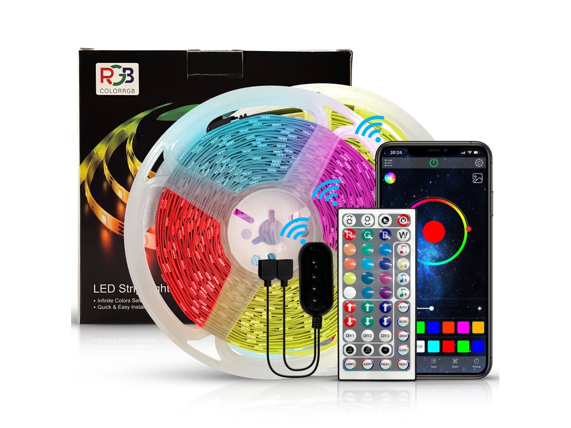 Tira De Led Inteligente Rgb 5050 De 12 M Con Bluetooth Y Control De Música.