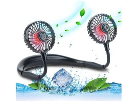 Ventilador de Cuello Ventilador Personal Manos Libres Mini Usb Recargable 3 Velocidades Regulables Negro BISBISOUS