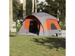 Tienda de campaña familiar, estilo cabaña, para 6 personas, impermeable, gris/naranja