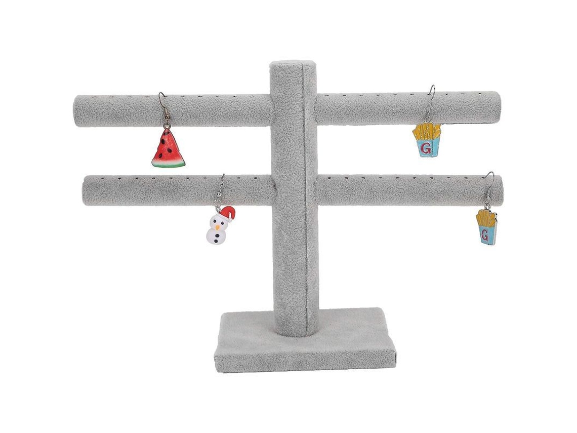 Organizador De Pendientes Linjou Estante Desmontable De 2 Niveles Para Joyería Gris