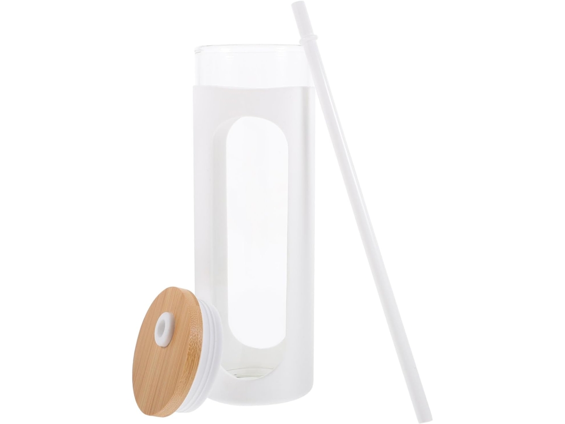Juego De Botella De Vidrio Con Tapa Y Pajita, Taza De Hielo Transparente Para