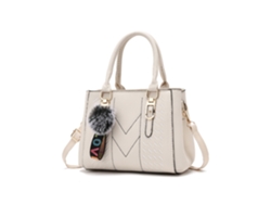 Bolso de mano grande para mujer 2026, bolso de hombro, llavero con pompón, bolso pequeño color blanco roto YUNZII