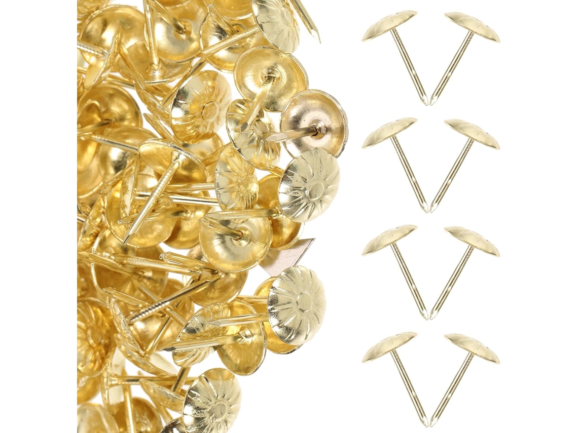 300 Clavos Metálicos Chapados En Oro Para Tapicería, Piezas Decorativas Redondas Para Muebles.
