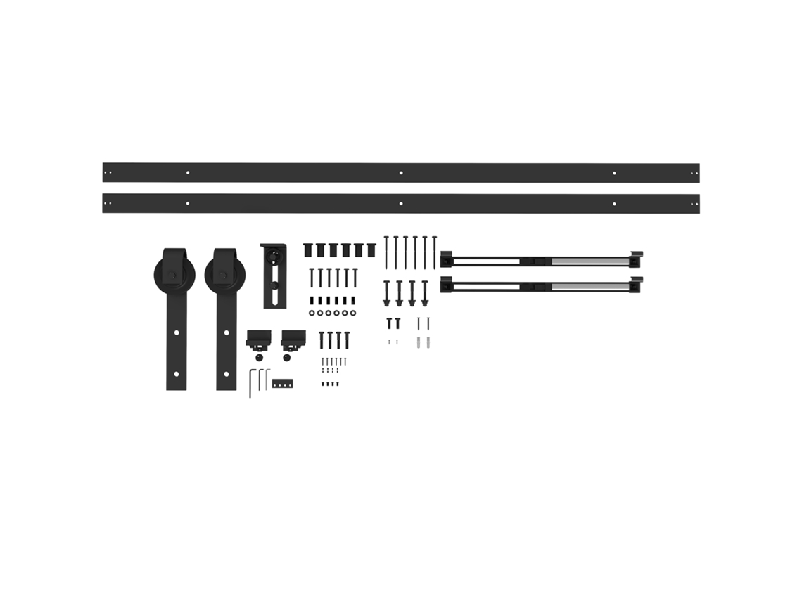 Herrajes Para Puertas Correderas, Poleas De Acero Al Carbono Negro De 244 Cm.
