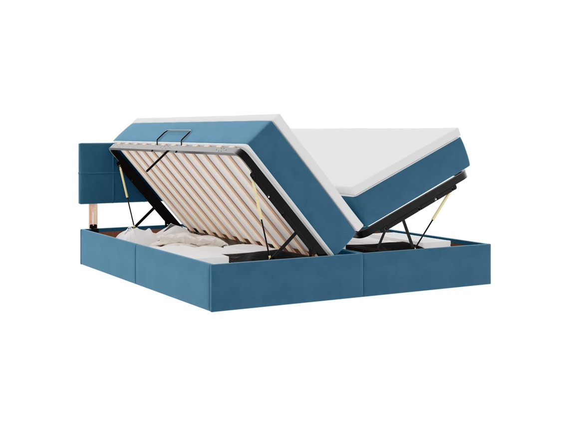 Maison Exclusive - Cama De Almacenamiento Led Con Colchón Azul Oscuro 180 X 200 Cm