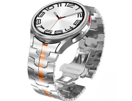 Pulsera Steellink para Samsung Galaxy Watch4 44Mm Plata y Naranja ¡ANTIMPACTO!