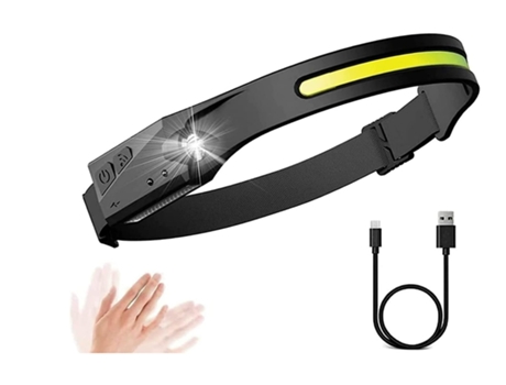 Linterna frontal LED superbrillante, YIZHOOD Lantern-0142 Linterna frontal gran angular con sensor de movimiento (negro) YIZHOOD