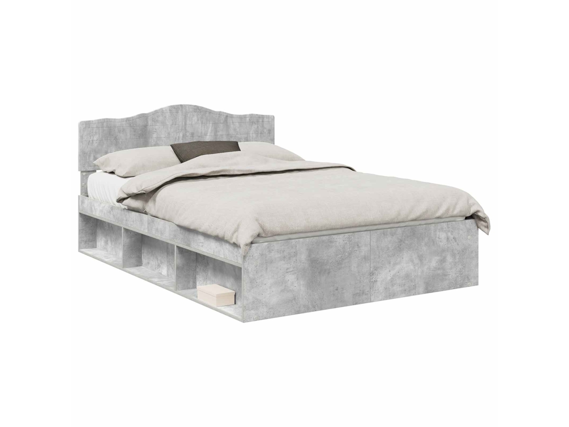 Maison Exclusive - Estructura De Cama Con Cabecera Gris Concreto 150 X 200 Cm