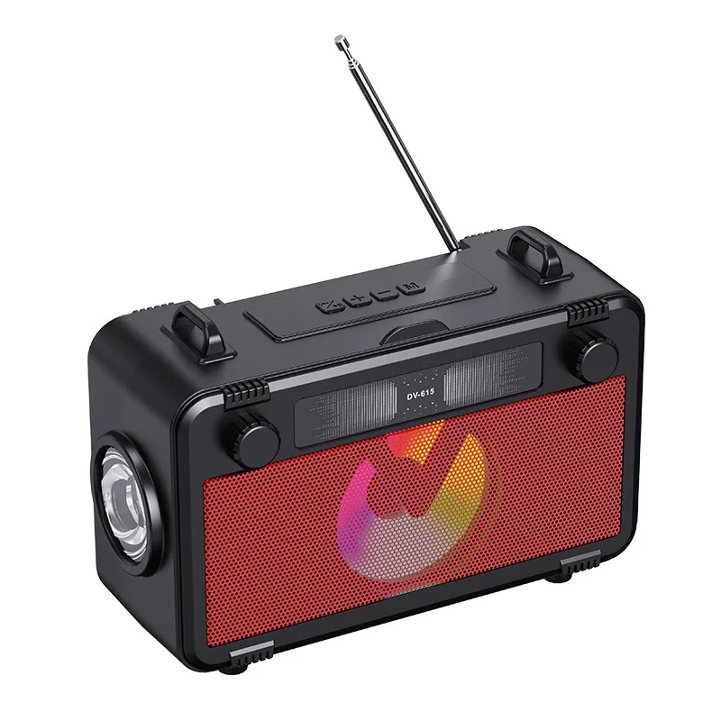 Radio Portátil Recargable Con Energía Solar (roja), Altavoz Bluetooth 5.3, Linterna Led, Tarjeta Tf Y Reproductor De Música Usb.