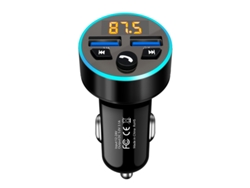 Transmisor de FM YIZHOOD A11 Carregador USB duplo 3.1A para carro Bluetooth 5.0 mãos-livres … negro
