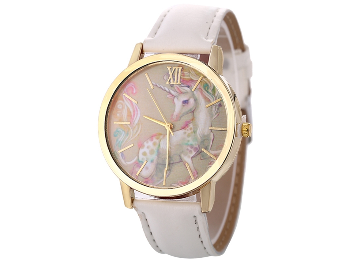 Reloj Casual De Moda Unisex De Cuarzo Con Correa De Cuero Blanco Zhoulianfa