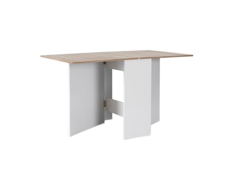 Mesa Auxiliar Suecia con Alas Abatibles 140cm. Comedor o Cocina Blanco y Cambria SALDOSYSTOCKS