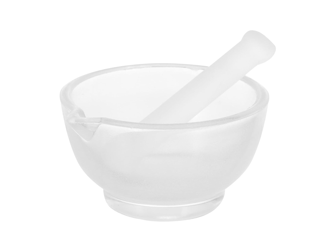 Mortero y maja de vidrio de 75 mm, tazón para moler a mano, utensilio de cocina y laboratorio CHABERLU