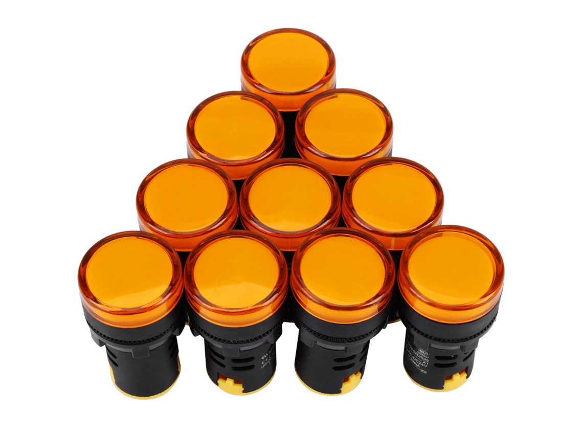 10pcs Luz Indicadora Sinal Led Elétrica 24v Fio 22mm (amarela)