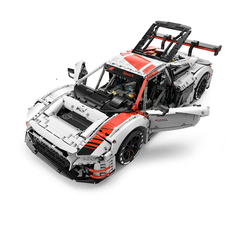 Montaje de bloques para construir un coche deportivo teledirigido