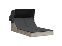 Tumbona doble con dosel y cojines, mimbre gris claro, EXCLUSIVA MAISON (sin dimensiones)