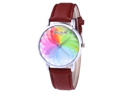 Reloj De Pulsera De Cuero Para Mujer Con Esfera Redonda, Movimiento De Cuarzo, Color Café.