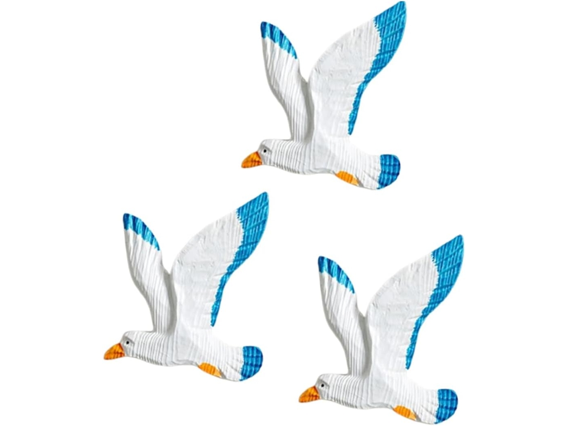 3 Adornos De Pared Con Forma De Gaviota, Hechos De Resina, Pájaros Decorativos Para Colgar En La Pared, El Techo Y Los