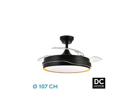 Ventilador DC Tempano Negro/Oro 72W 3 Aspas FABRILAMP