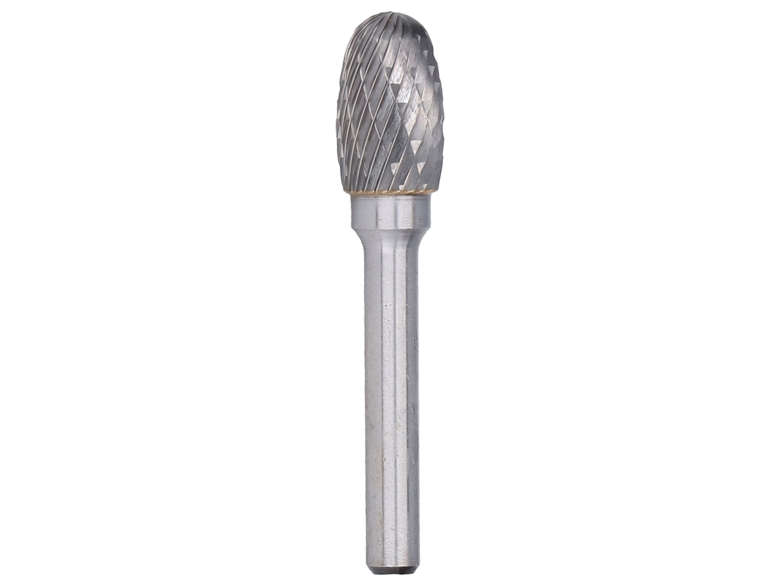 Broca rotativa de metal duro com corte duplo para desbaste e rebarbação.