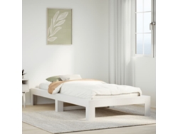 Estructura Cama Sin Colchón Madera Maciza Pino Blanca 100x200cm