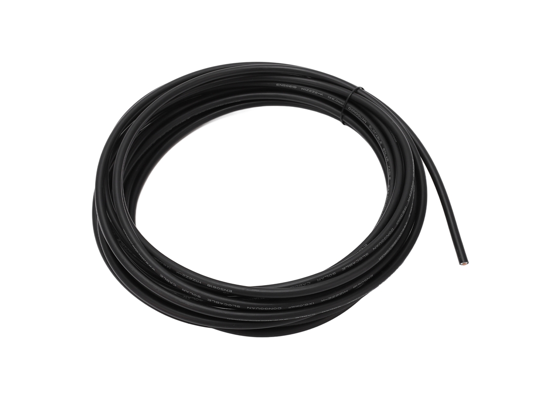 Cable solar fotovoltaico XLPE resistente a altas temperaturas de 6 mm² y 20 m, color negro