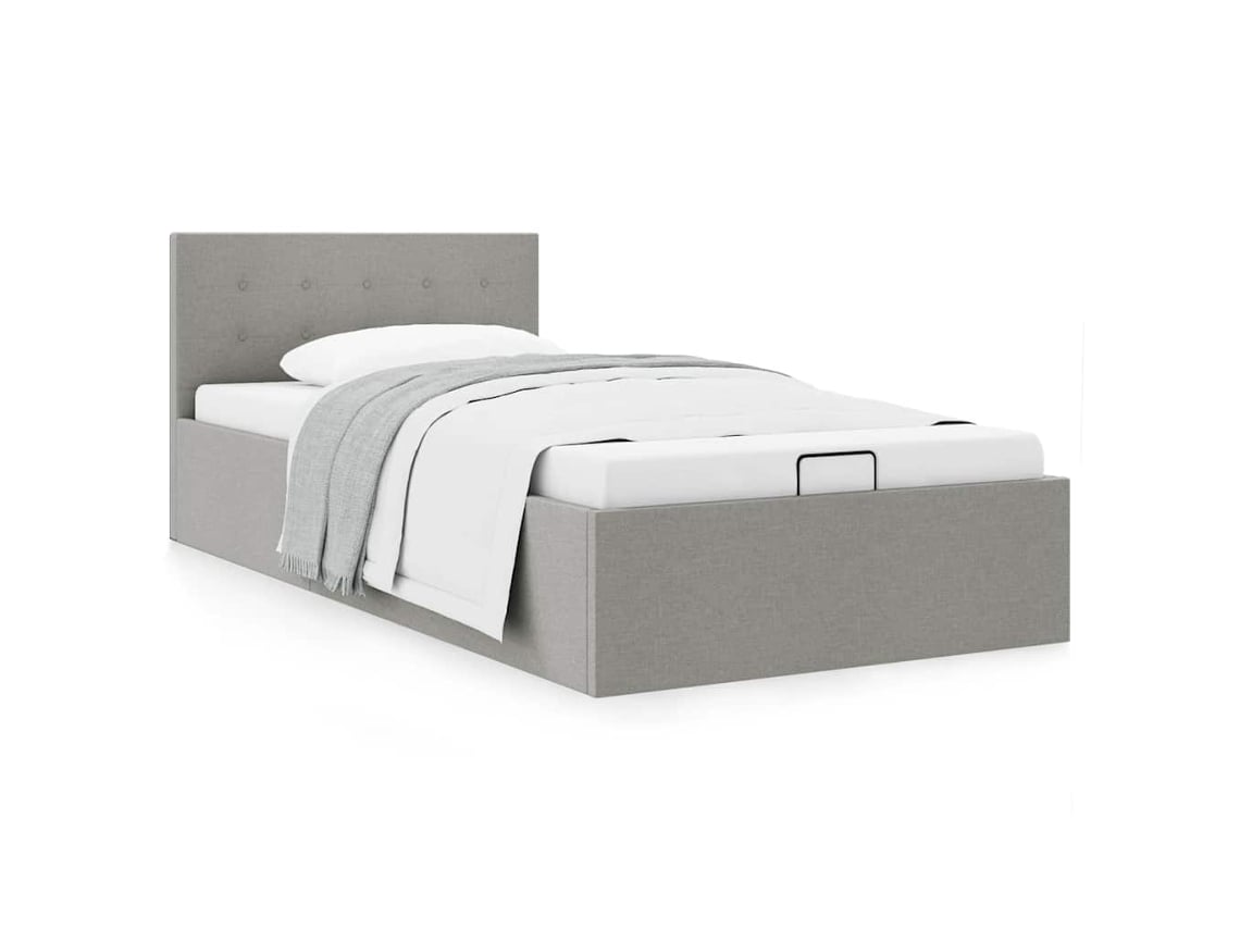 Cama Hidráulica Almacenaje Sin Colchón Gris Claro 90x200 Cm