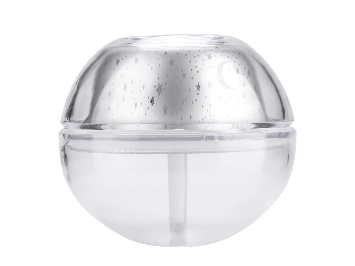 HYMNORA Mini Purificador de Aire para Hogar con Humidificador y Proyección de Luz USB Cristal (Plata)