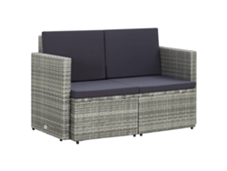 Sofá de jardín de 2 plazas con cojines, mimbre gris, Dkd Home Decor
