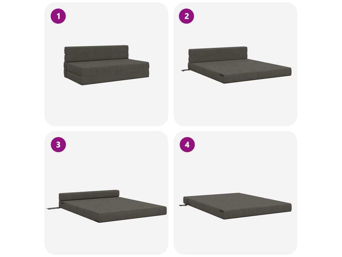 Sofá Cama Plegable Gris Oscuro 152 X 86,5 X 60 Cm Tela