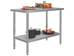 Mesa de trabajo de cocina 120x60x85 cm acero inoxidable Wsd944488 Lovely Home
