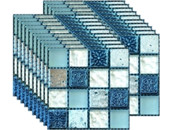 Omni-conjunto De 20 Pegatinas De Azulejos Autoadhesivos Resistentes Al Calor Y Agua Para Fondo De Cocina Azul 10x10cm/4x4in
