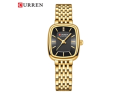 Reloj Cuadrado Impermeable Para Mujer (dorado Y Negro), Sencillo E Informal.