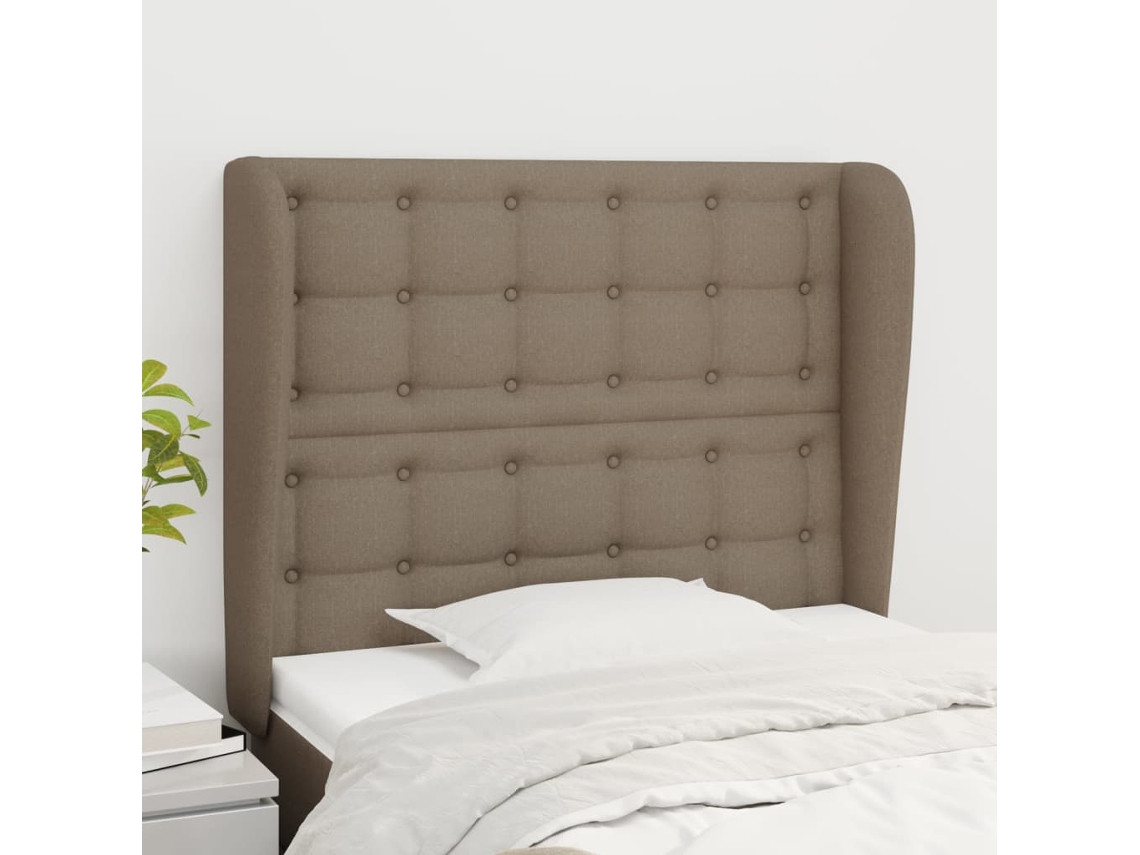 Cabecero Con Orejas De Tela Gris Taupe 83x23x118/128 Cm