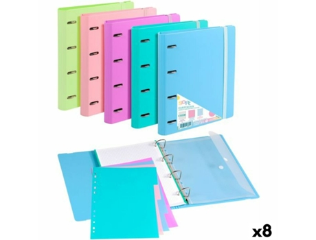 Carpeta de anillas Carchivo Goma Multicolor A4 (8 Unidades)