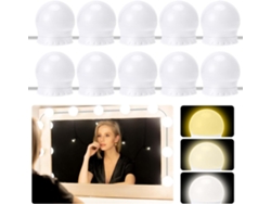 Kit De Iluminação Para Espelho, 10 Lâmpadas Led Dimerizáveis ​​"estilo Hollywood", Iluminação Para Penteadeira Com 3 Modos De Cor Ajustáveis