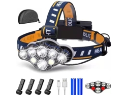 Lanterna De Cabeça Led Recarregável, Luz Ultra-potente De 8 Leds Com 2000 Lumens
