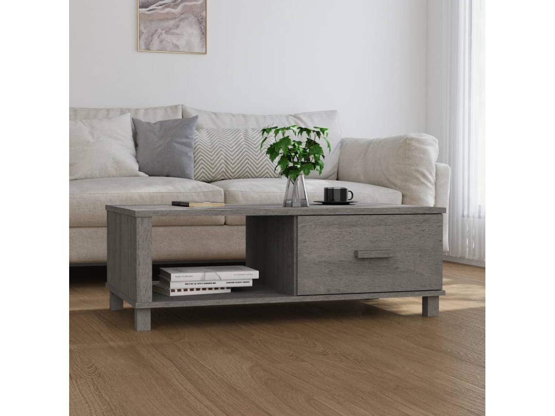 Mesa de Centro de Apoyo Hamar 100X55X35 cm Pino Macizo Gris-Claro