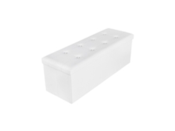 Banco Baúl Plegable De Almacenaje De Madera Y Cuero Sintético - Blanco