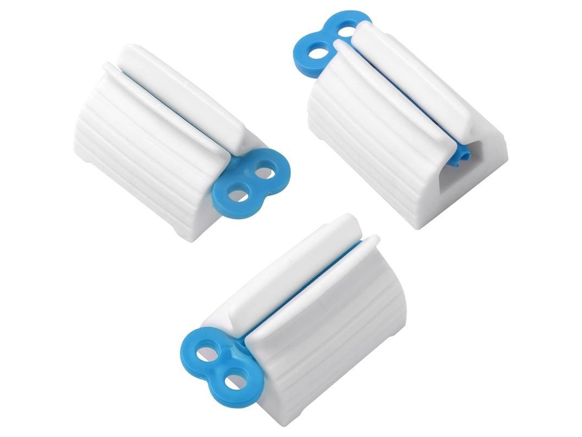 Juego De 3 Dispensadores De Pasta De Dientes Linjou Accesorios De Baño (azul)