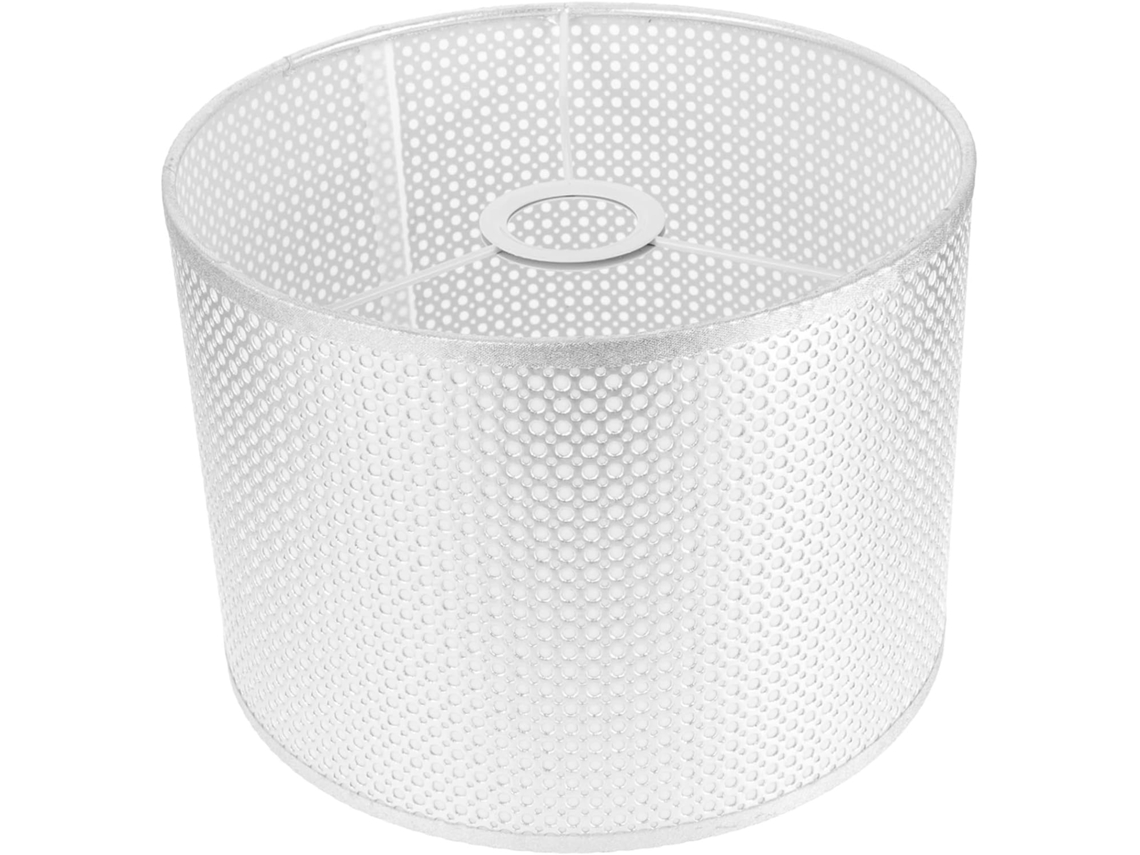 Tambor De Tela Para Lámparas De Mesa E27, Diámetro 25 Cm X Altura 18 Cm, Perforaciones Gris Plata.