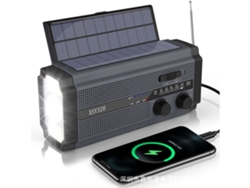 Radio Am/fm Con Energía Solar, Batería De 5000 Mah Y Linterna Led Desmontable, Ideal Para Uso En Exteriores.