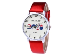 Reloj De Pareja Unisex De Cuarzo Con Dial Redondo Y Correa Pu (rojo)