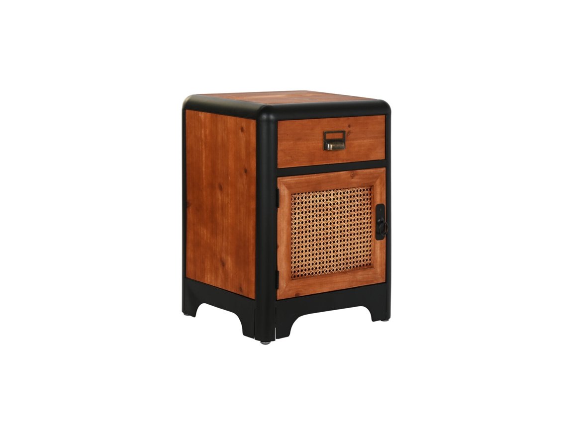 Mesita de noche Alexandra House Living en metal marrón oscuro y madera de pino (48x40x62cm)