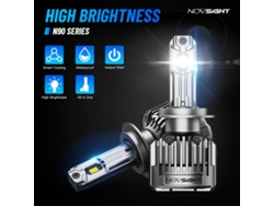 9005-novsight A500-n90 Faros Delanteros Led Para Coche De Alta Potencia, 180 W, 36 000 Lm, 6500 K, Blanco Brillante